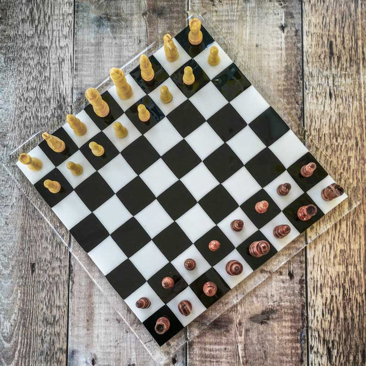 35cm Glass Chess/Draughts Board image 0