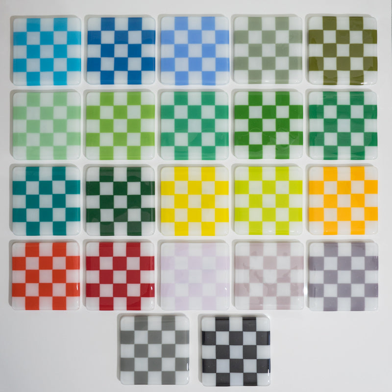 10cm Chequered Soft White/Colour Coaster - Oceanside Collection image 0
