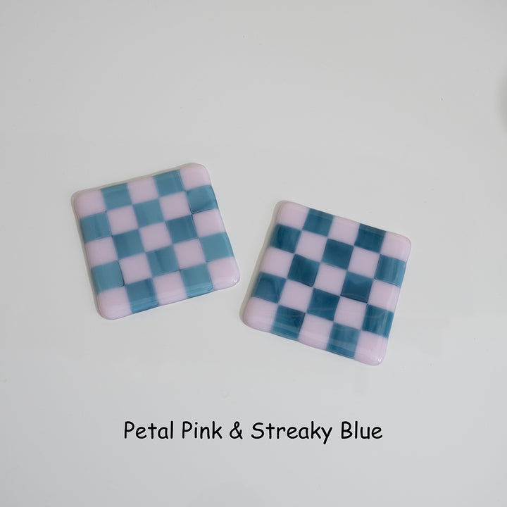 10cm Pink & Streaky Blue Chequered Coaster - Bullseye Collection
