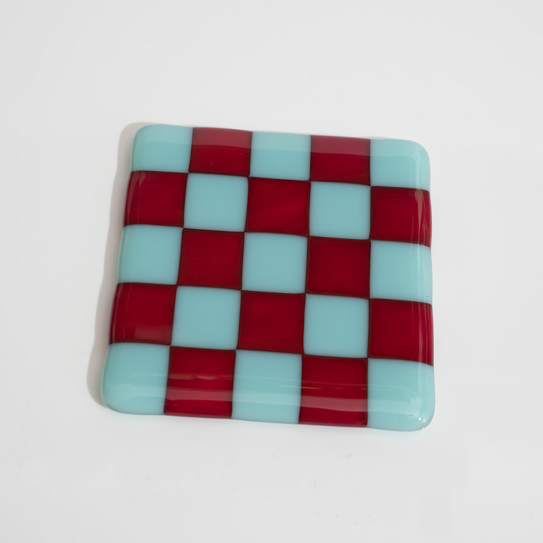 Robins Egg Blue & Deep Red Coaster - Bullseye Collection