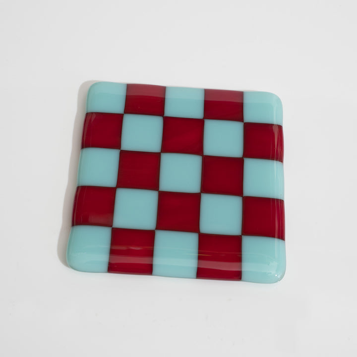 Robins Egg Blue & Deep Red Coaster - Bullseye Collection