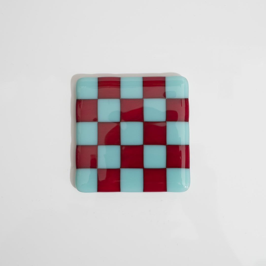 Robins Egg Blue & Deep Red Coaster - Bullseye Collection
