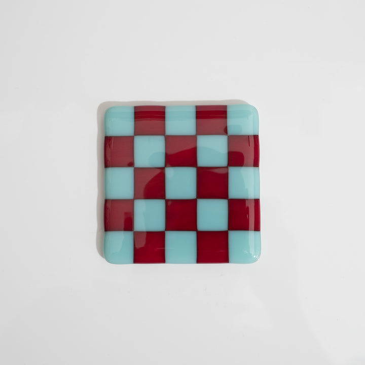 Robins Egg Blue & Deep Red Coaster - Bullseye Collection