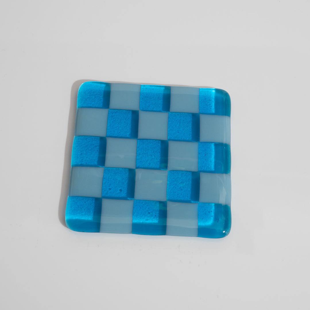 Transparent Blue & Powder Blue Coaster - Bullseye Collection