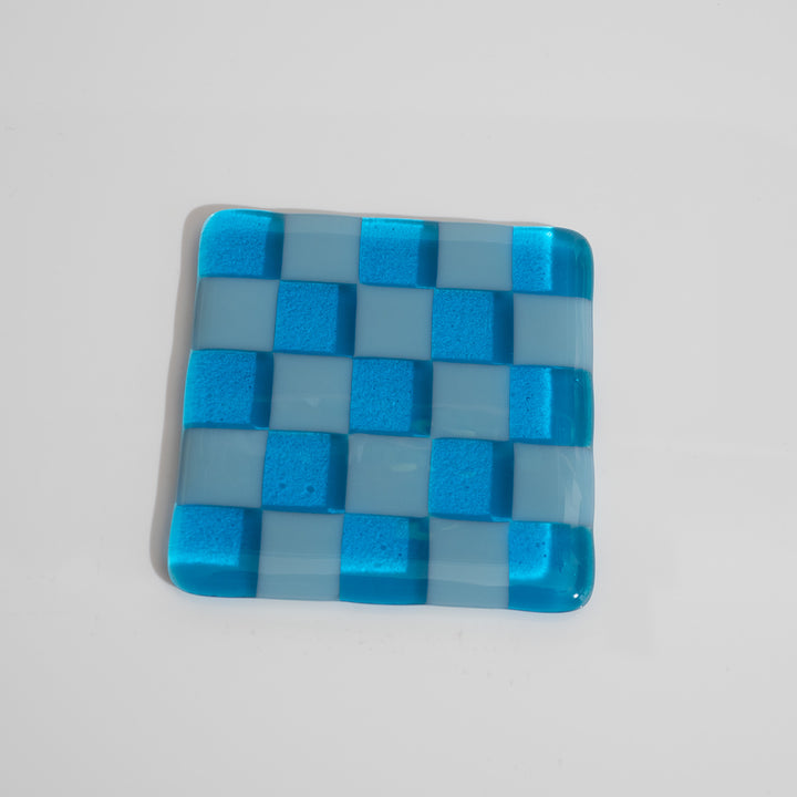 Transparent Blue & Powder Blue Coaster - Bullseye Collection