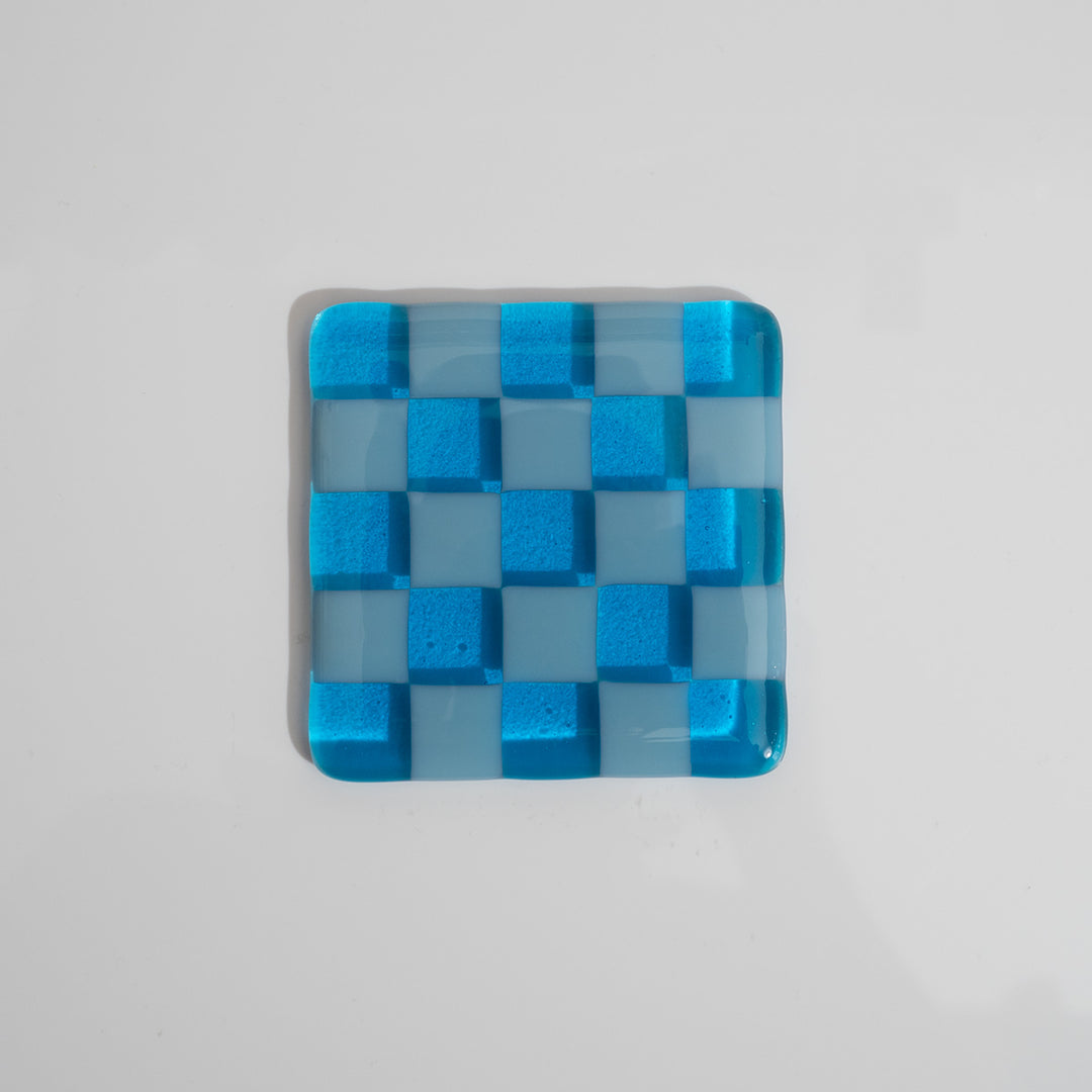 Transparent Blue & Powder Blue Coaster - Bullseye Collection