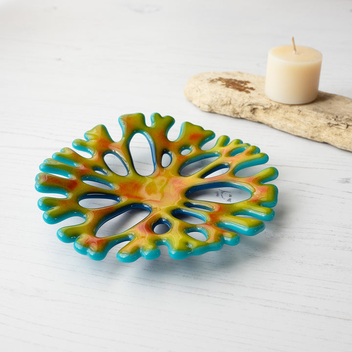 13cm "Sunflower" Coral Candle Holder/Dish - Bullseye Collection