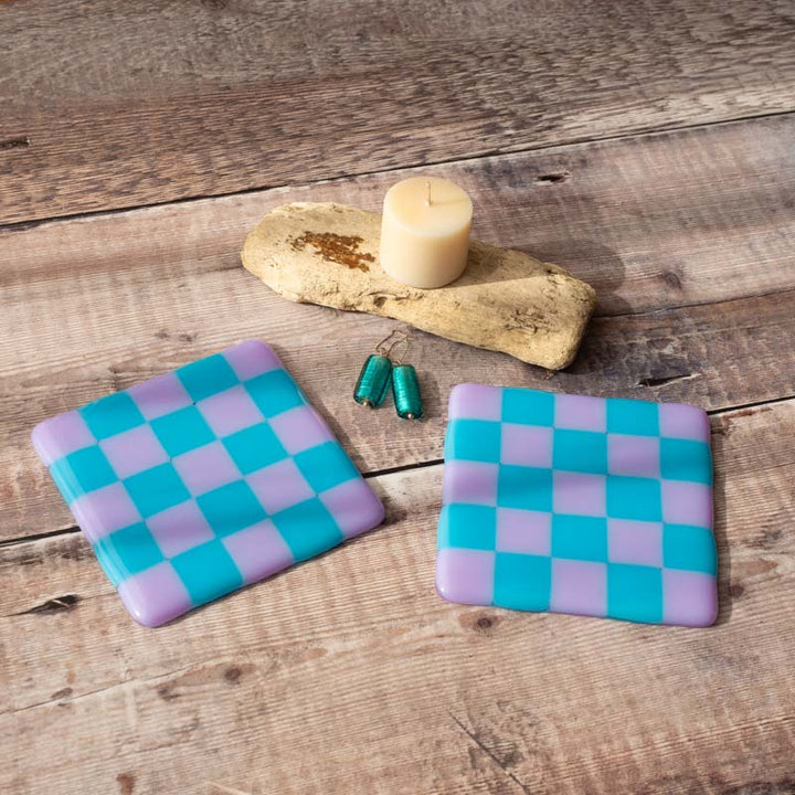 10cm Chequered Dual Coloured Coaster image 1