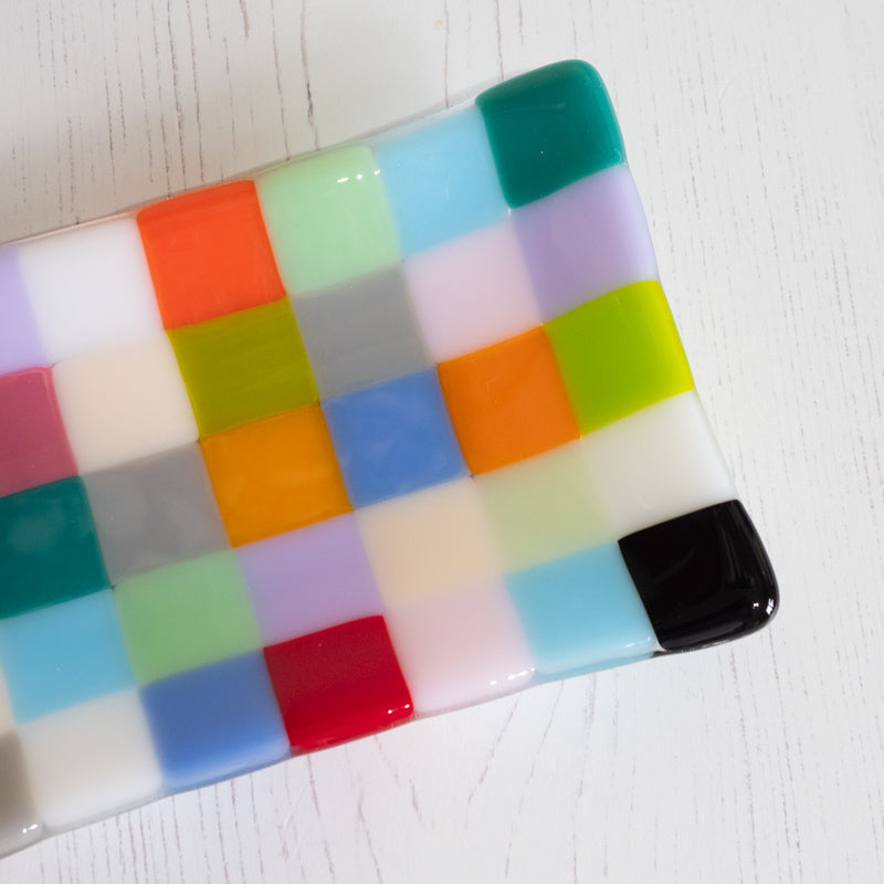 16x10cm "Quilted" Chequered Coloured Medium Tray