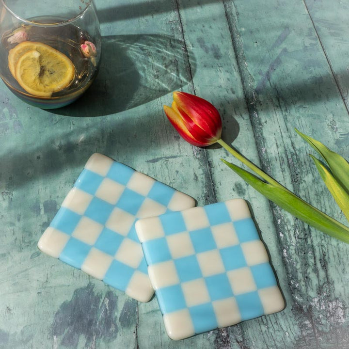 10cm Chequered Dual Coloured Coaster image 2