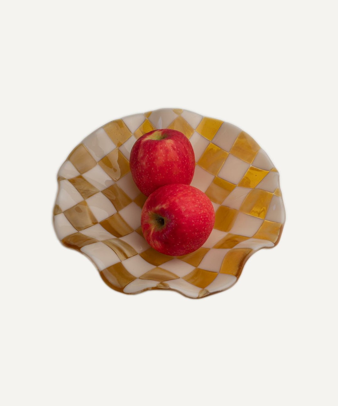 25cm Chequered Almond & Amber Bowl