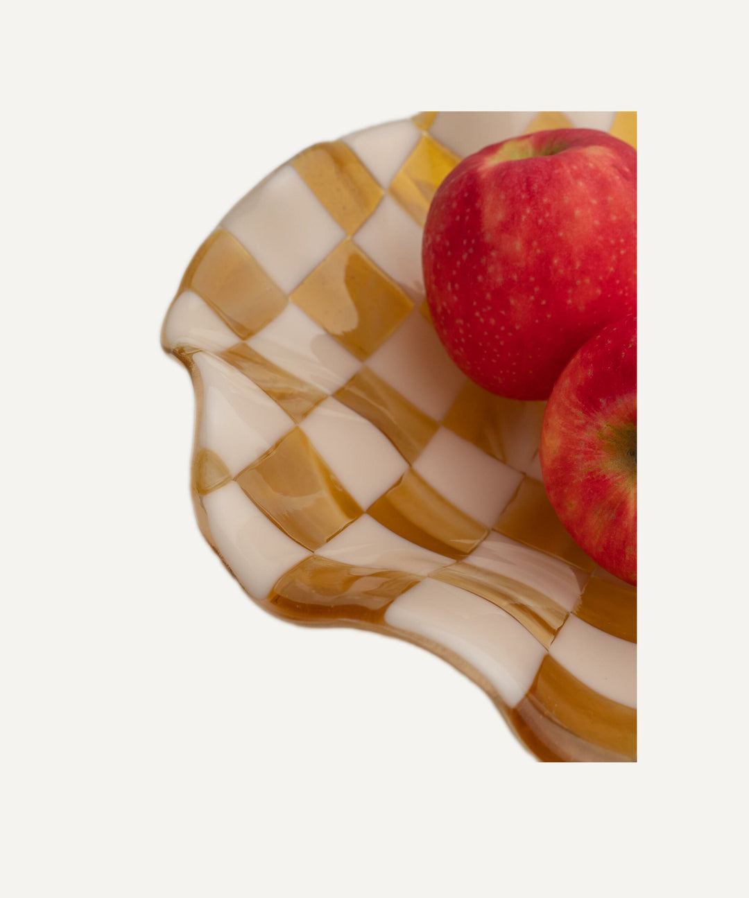 25cm Chequered Almond & Amber Bowl