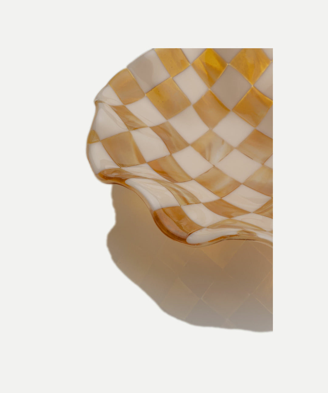 25cm Chequered Almond & Amber Bowl