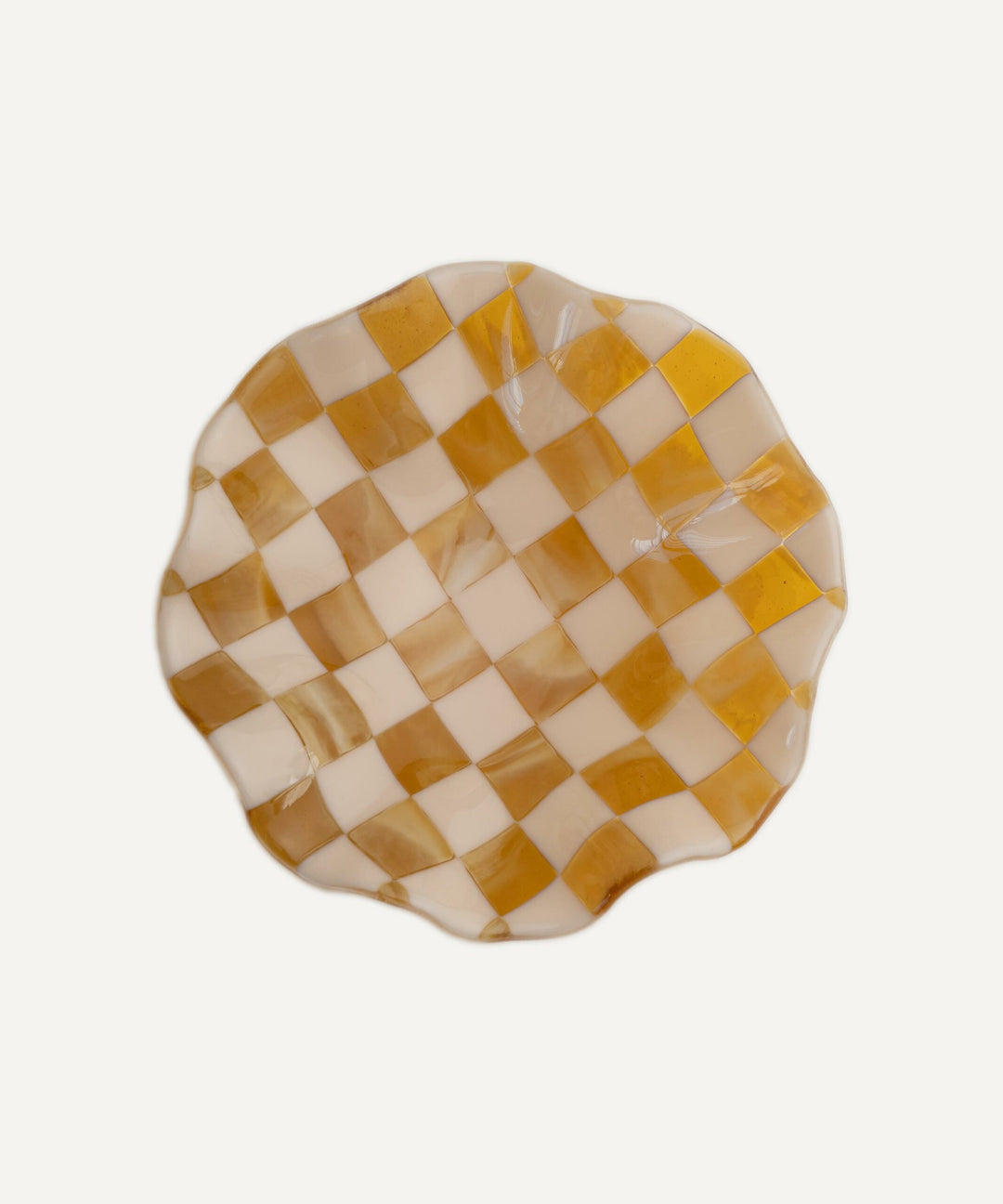 25cm Chequered Almond & Amber Bowl