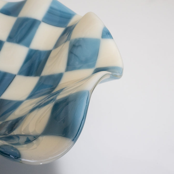 25cm Chequered Cream/Blue Bowl - Bullseye Collection