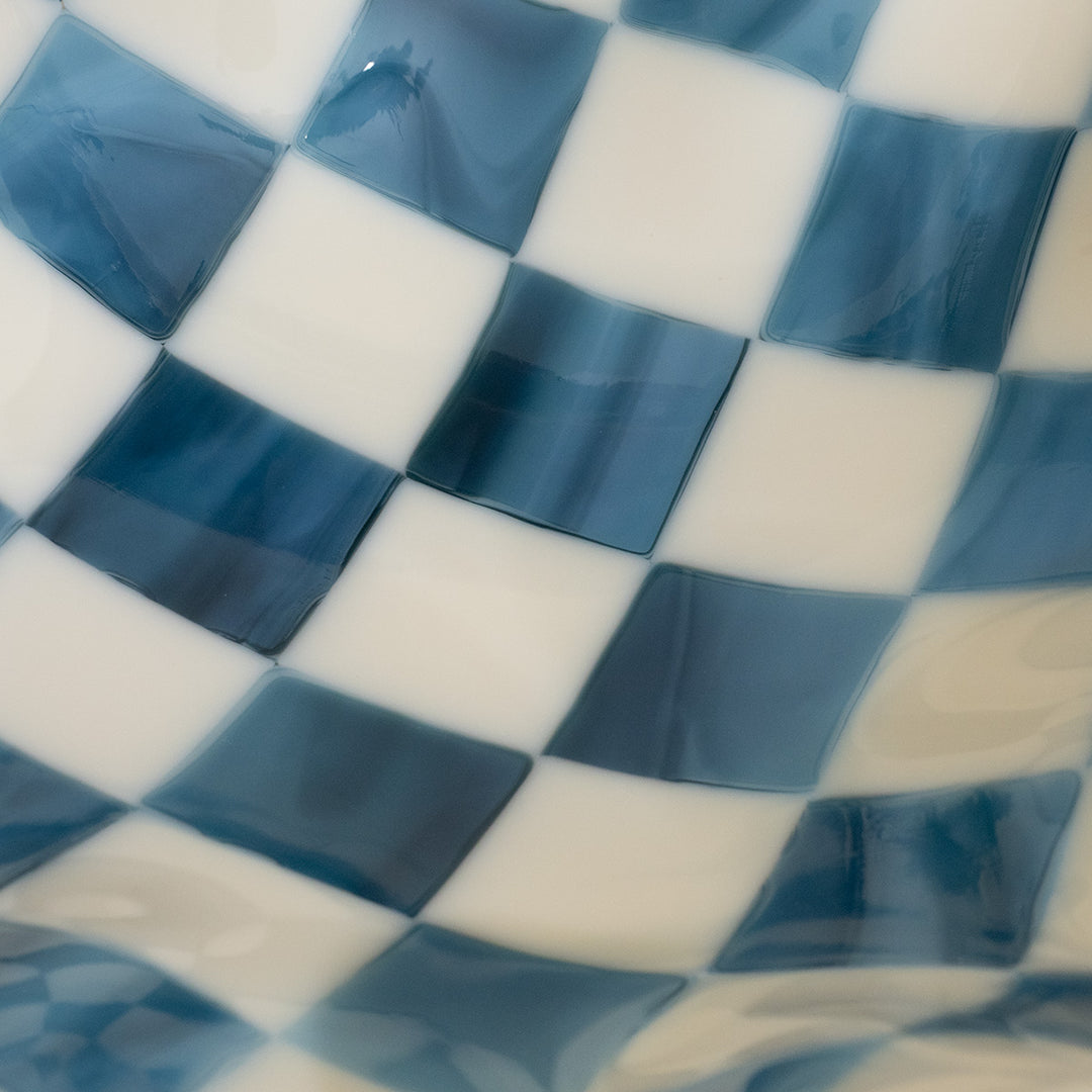25cm Chequered Cream/Blue Bowl - Bullseye Collection