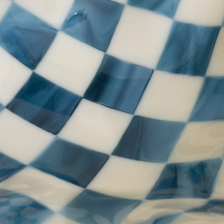 25cm Chequered Cream/Blue Bowl - Bullseye Collection