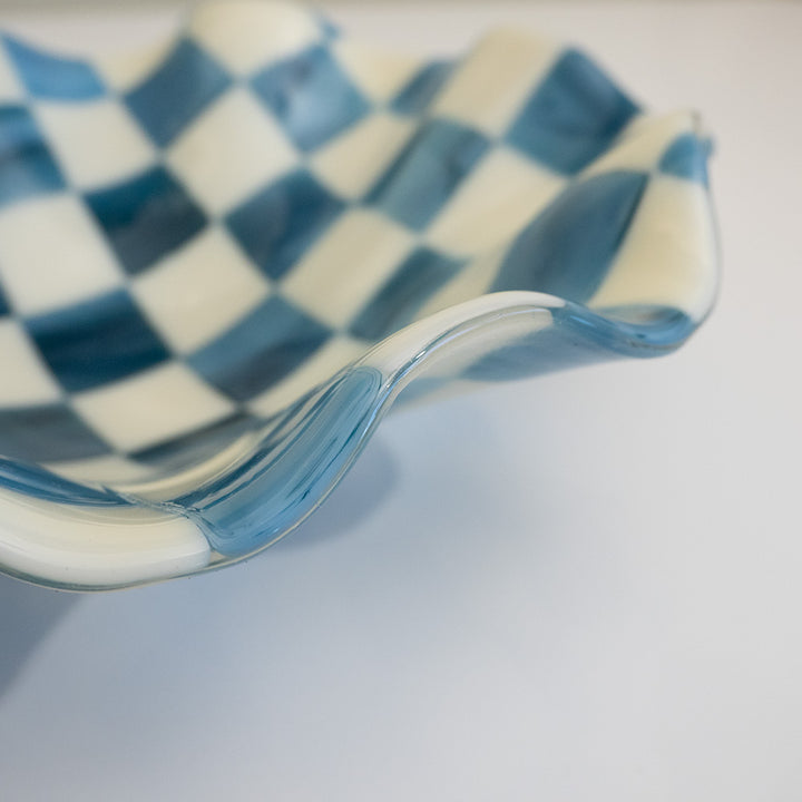 25cm Chequered Cream/Blue Bowl - Bullseye Collection