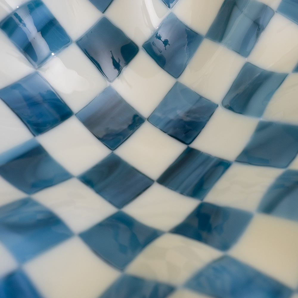 25cm Chequered Cream/Blue Bowl - Bullseye Collection