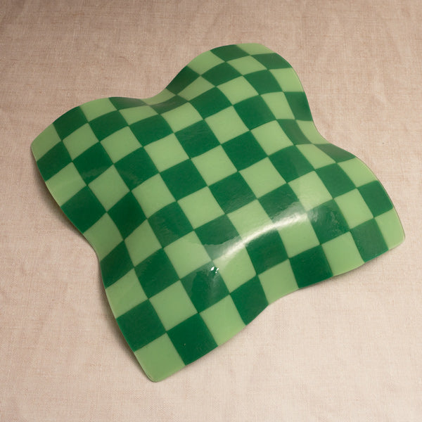 27cm Square Crumpled Serving Bowl in Green Mix - Bullseye Collection