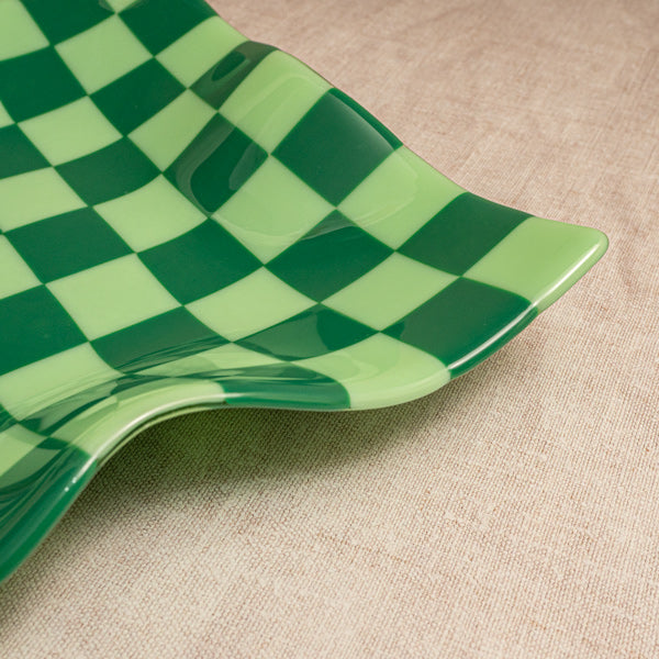 27cm Square Crumpled Serving Bowl in Green Mix - Bullseye Collection