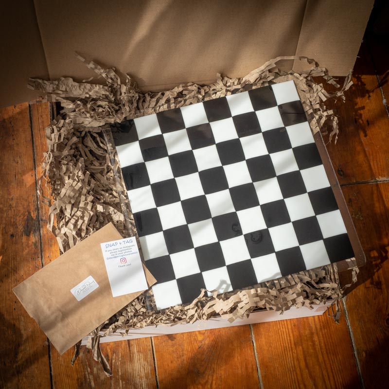 35cm "Create your Own" Glass Chess/Draughts Board - Bullseye Collection