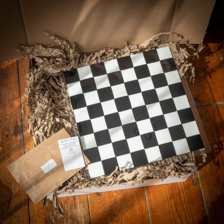 35cm "Create your Own" Glass Chess/Draughts Board - Bullseye Collection