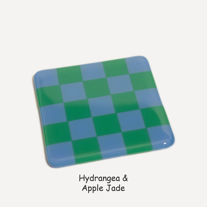 10cm Chequered Dual Colour Coaster - Oceanside Collection - Hydrangea &amp; Apple Jade image