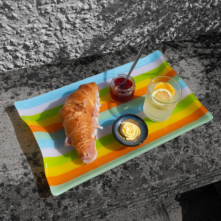 40x23cm Striped Picnic Serving Tray - Bullseye Collection