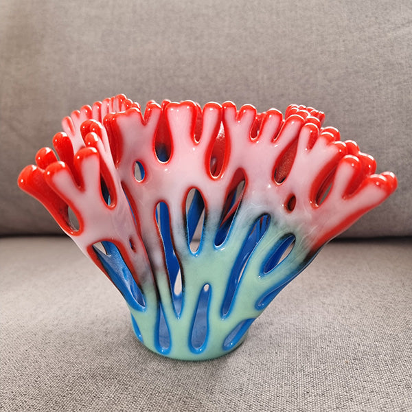 14cm "Ruby Green" Blended Colours Coral Vase image 3