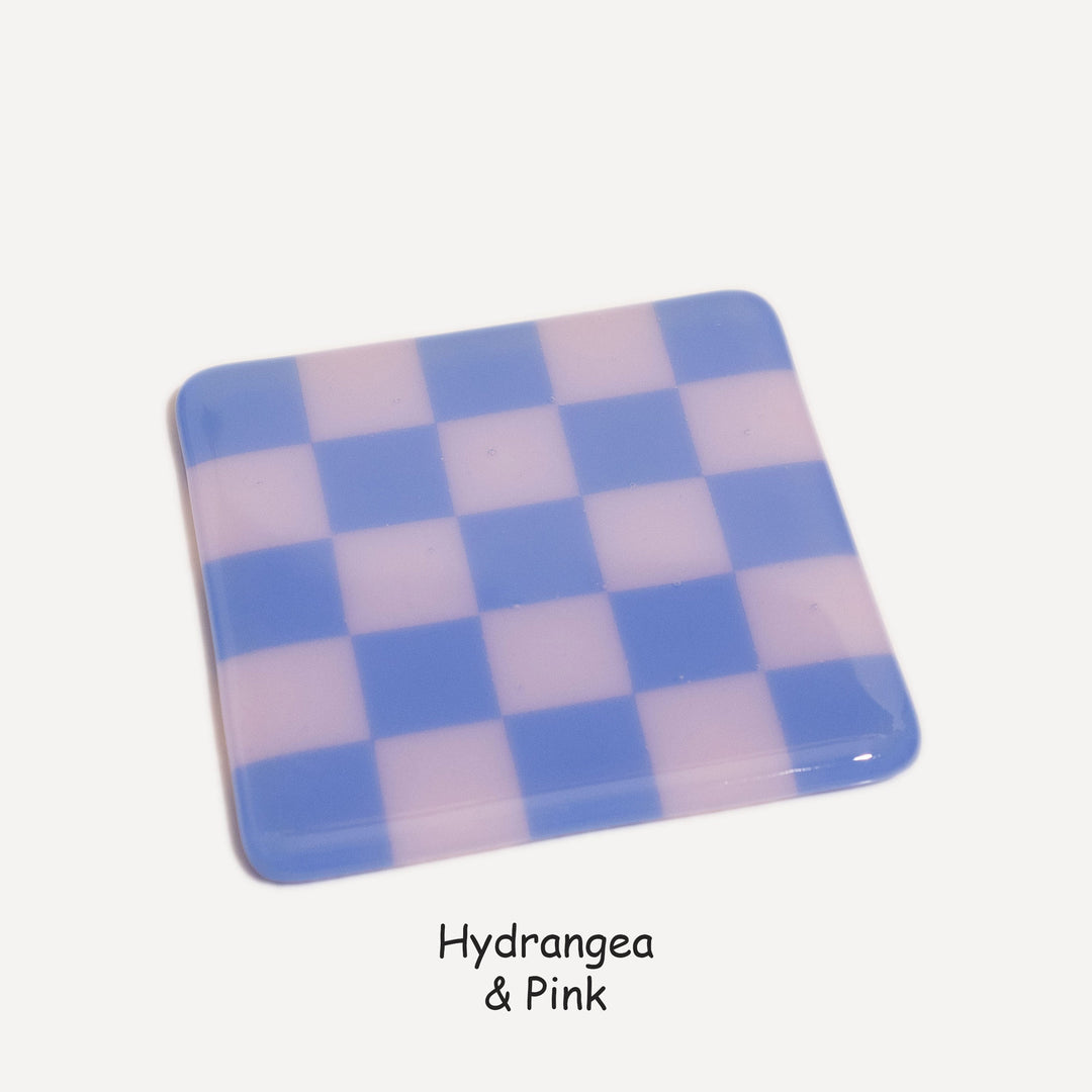 10cm Chequered Dual Colour Coaster - Oceanside Collection - Hydrangea &amp; Pink image