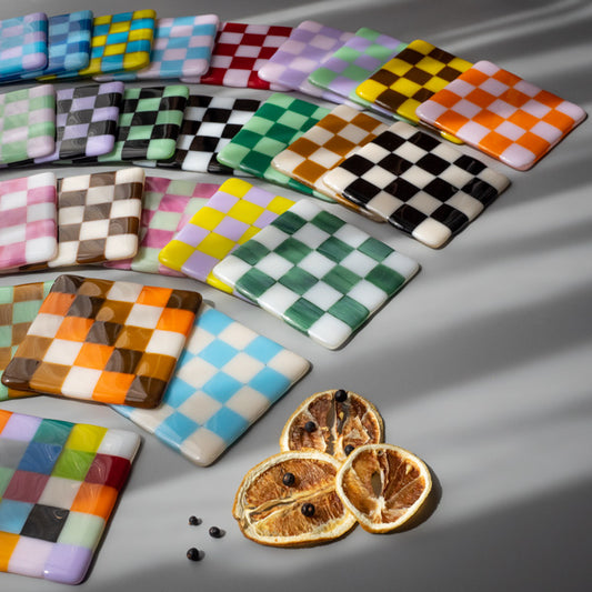 10cm Chequered Dual Coloured Coaster image 0