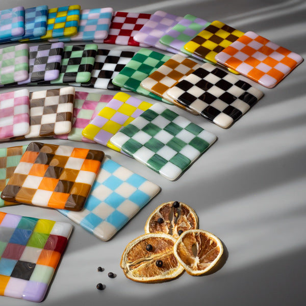 10cm Chequered Dual Coloured Coaster image 0