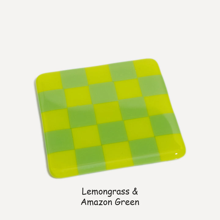 10cm Chequered Dual Colour Coaster - Oceanside Collection - Lemongrass &amp; Amazon Green image
