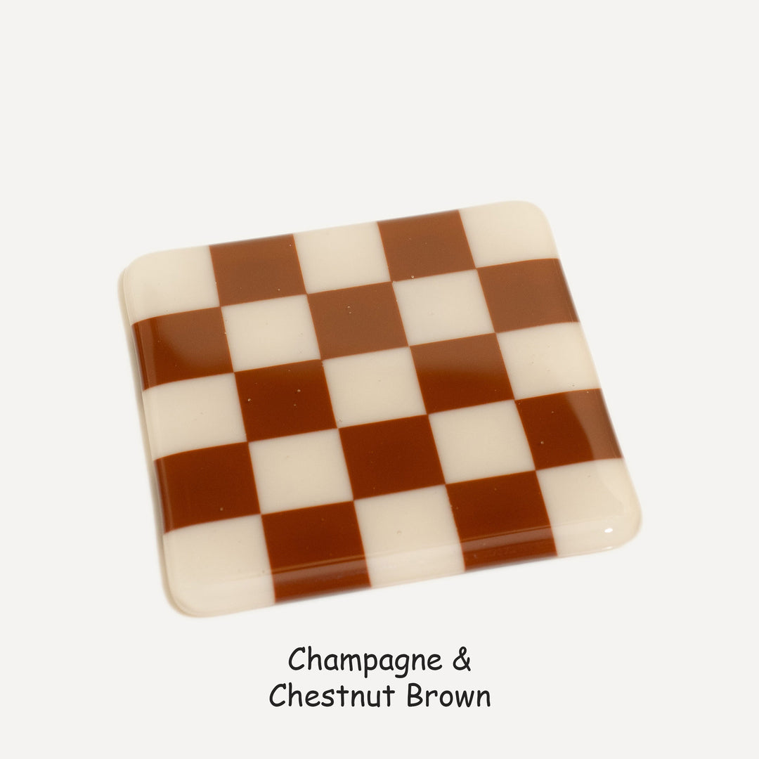 10cm Chequered Dual Colour Coaster - Oceanside Collection - Champagne &amp; Chestnut image