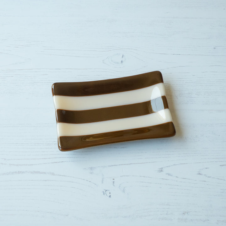 15x10cm Striped Dual Coloured Tray - Brown Woodland &amp; Almond image