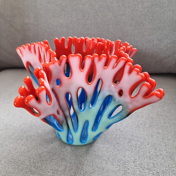 14cm "Ruby Green" Blended Colours Coral Vase image 2