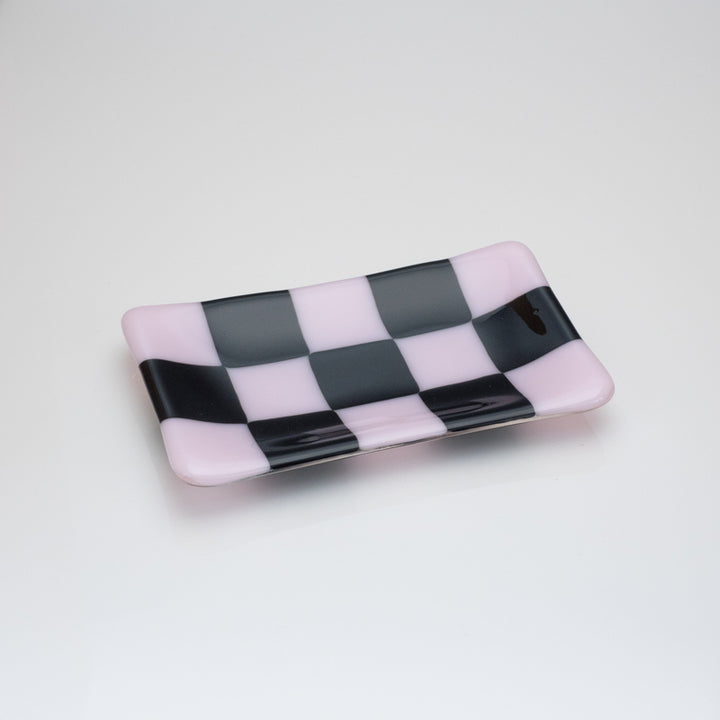 15x8cm Chequered Dual Coloured Tray - Pink &amp; Black image