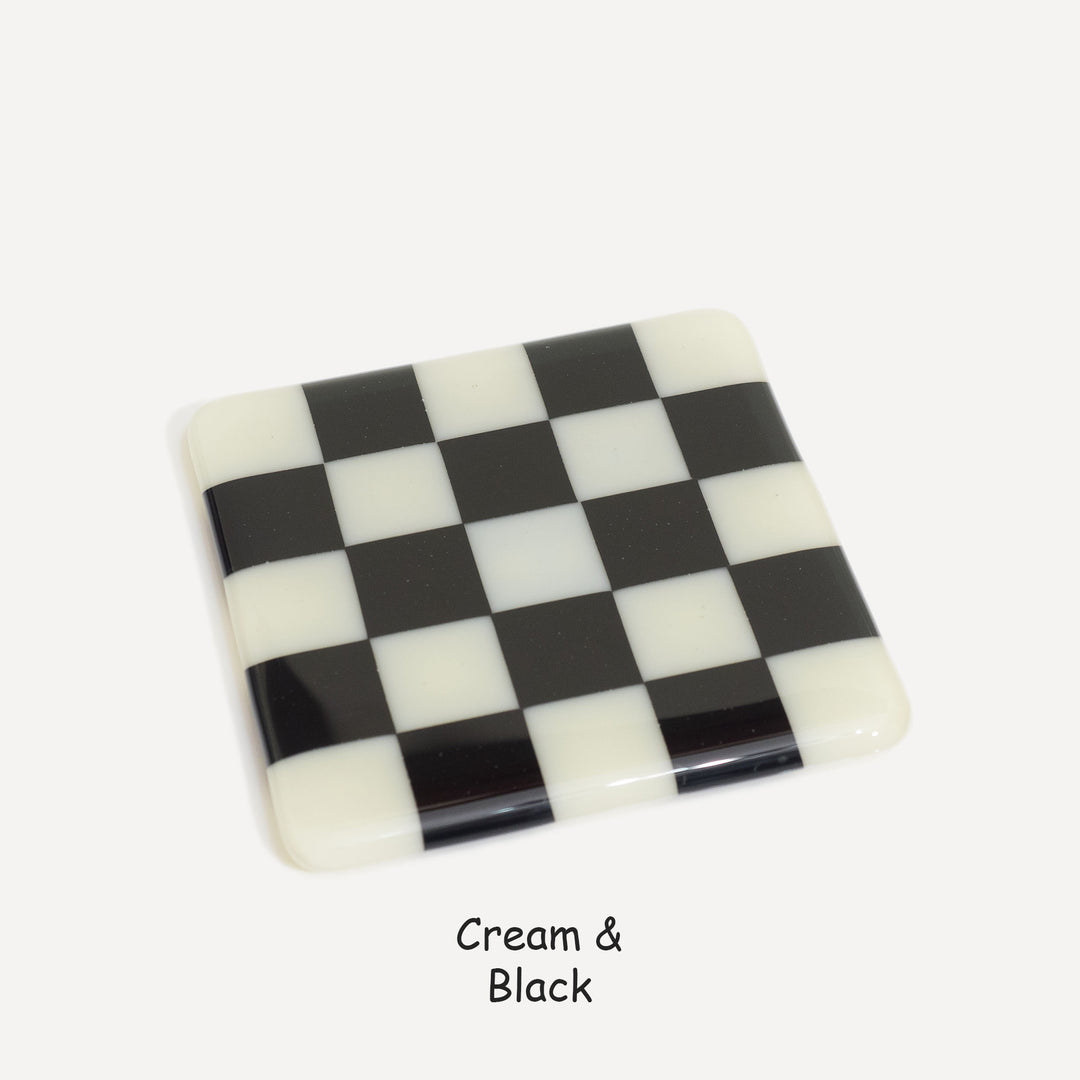 10cm Chequered Dual Colour Coaster - Oceanside Collection - Cream &amp; Black image