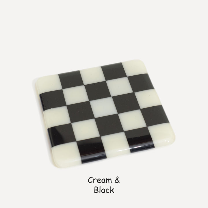 10cm Chequered Dual Colour Coaster - Oceanside Collection - Cream &amp; Black image