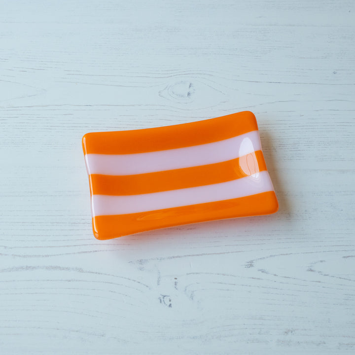 15x10cm Striped Dual Coloured Tray - Orange &amp; Pink image