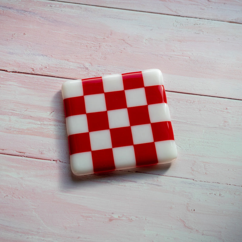 10cm Chequered White/Colour Coaster - Bullseye image 1