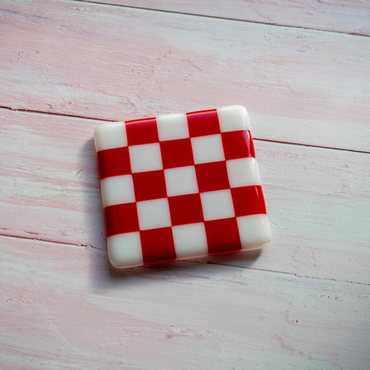 10cm Chequered White/Colour Coaster - Bullseye image 1