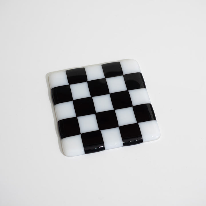 10cm Chequered White/Colour Coaster - Bullseye Collection