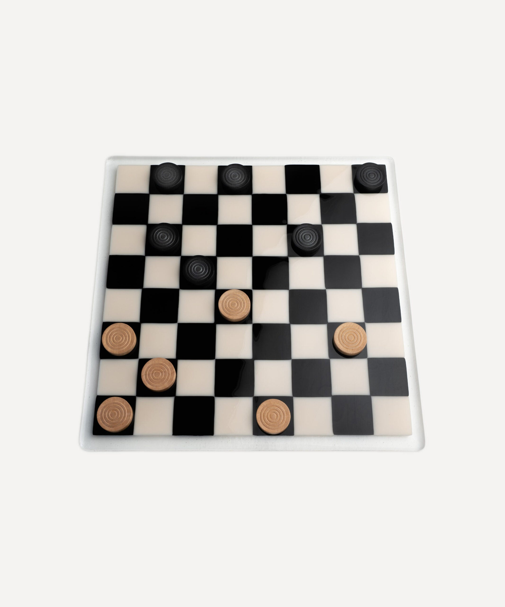35cm Glass Chess/Draughts Board in Almond & Black - Bullseye Collectio ...