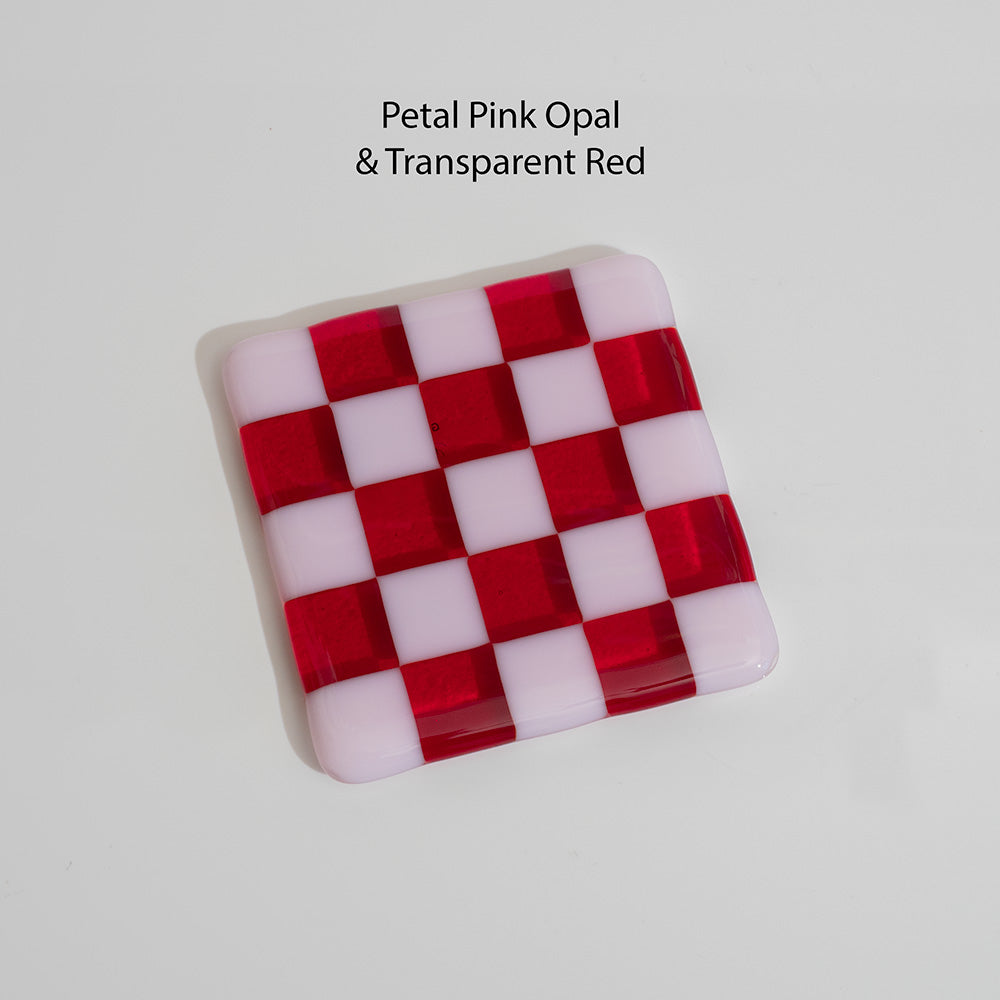Petal Pink Opal & Transparent Red Coaster - Bullseye Collection