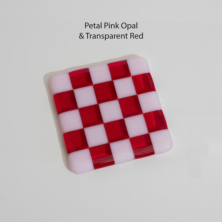 Petal Pink Opal & Transparent Red Coaster - Bullseye Collection