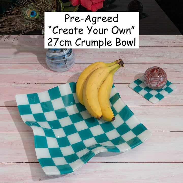 27cm "Create your Own" Square Crumpled Serving Bowl - Bullseye Collection