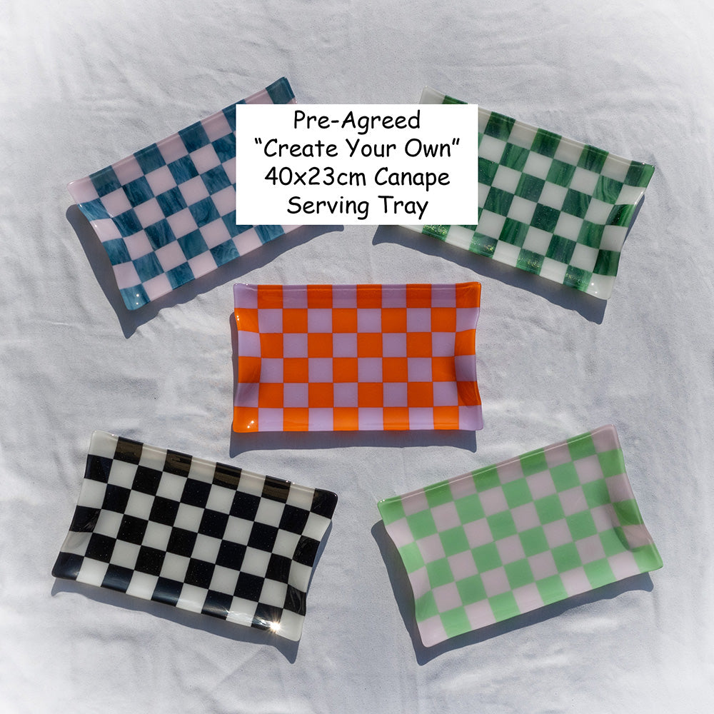 40x23cm "Create your Own" Chequered Dual Coloured Serving Tray