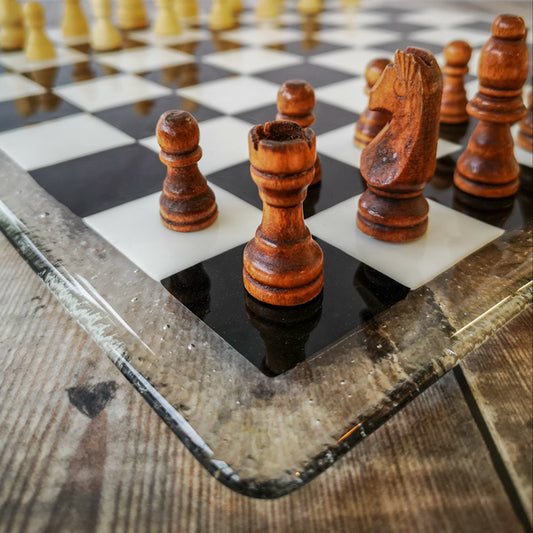 35cm Glass Chess/Draughts Board in Mint/Jade Green - Bullseye Collection